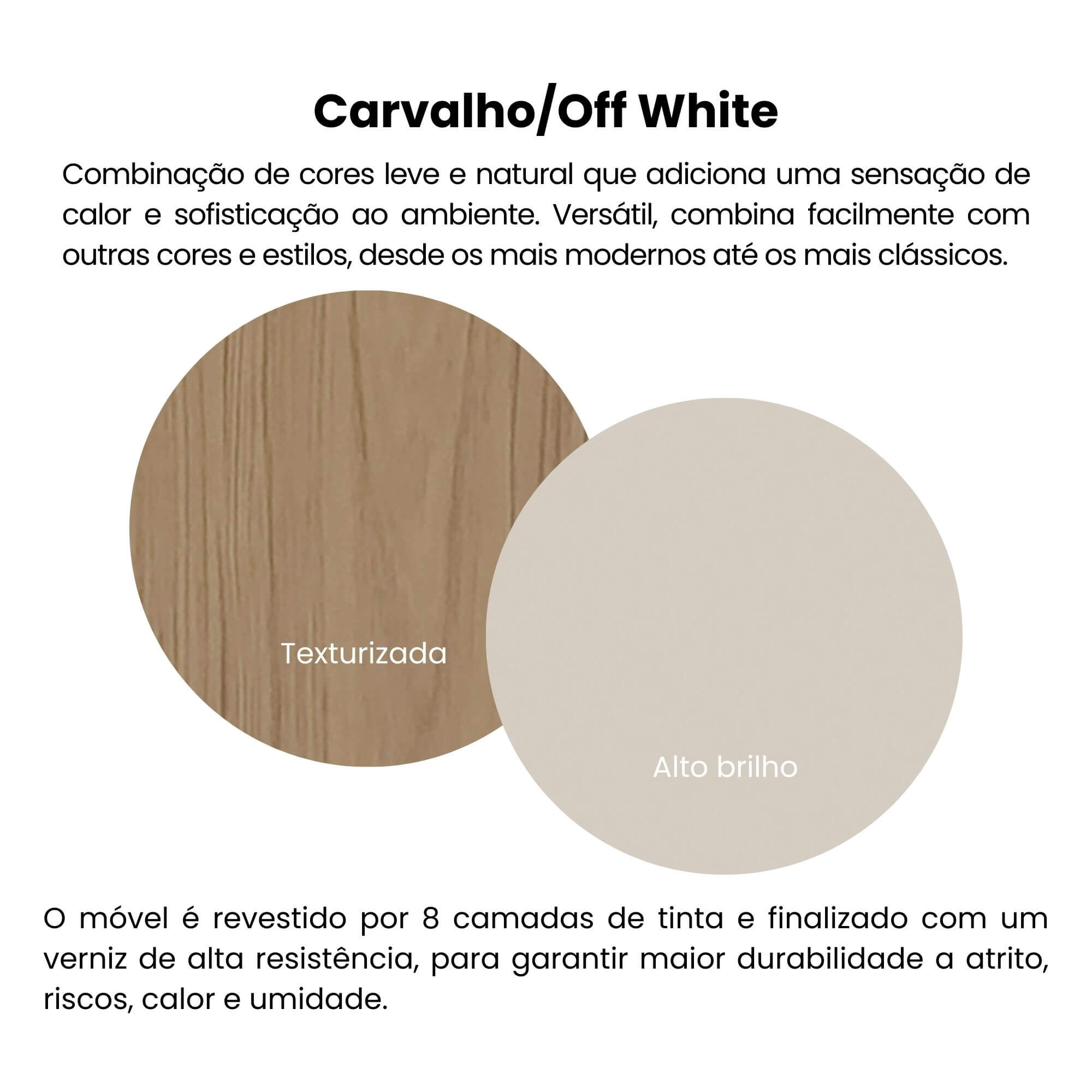 Texto Cor Carvalho + Off White 